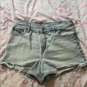 American Eagle Outfitters Blue Jean Shorts Distressed Frayed Hem